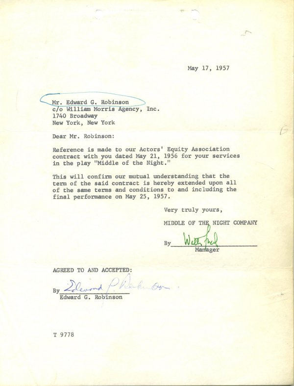 Edward G. Robinson Document Signed UACC PADA