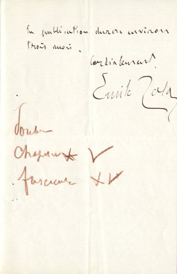 Emile Zola Autograph Letter Signed UACC PADA - 2