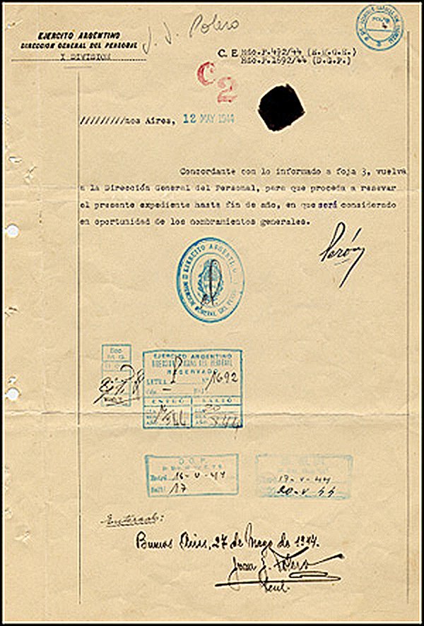 Juan Peron Document Signed UACC PADA