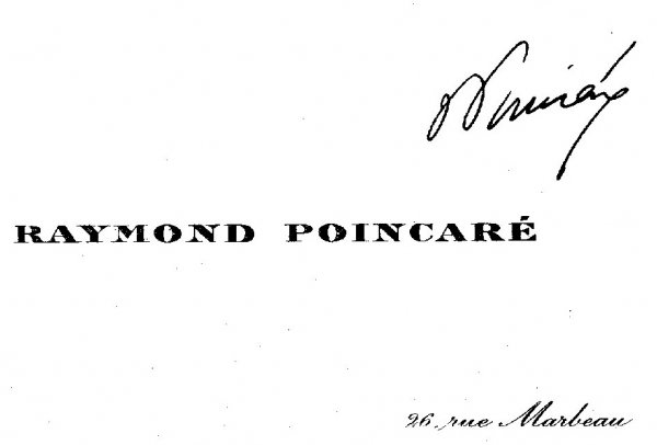 Raymond Poincare of France Signed UACC PADA