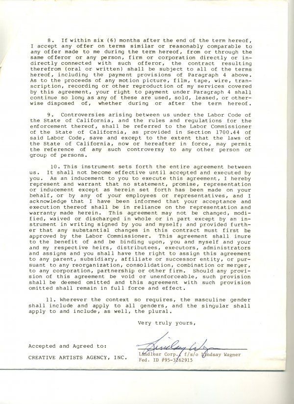 Lindsay Wagner Bionic Woman Document Signed UACC