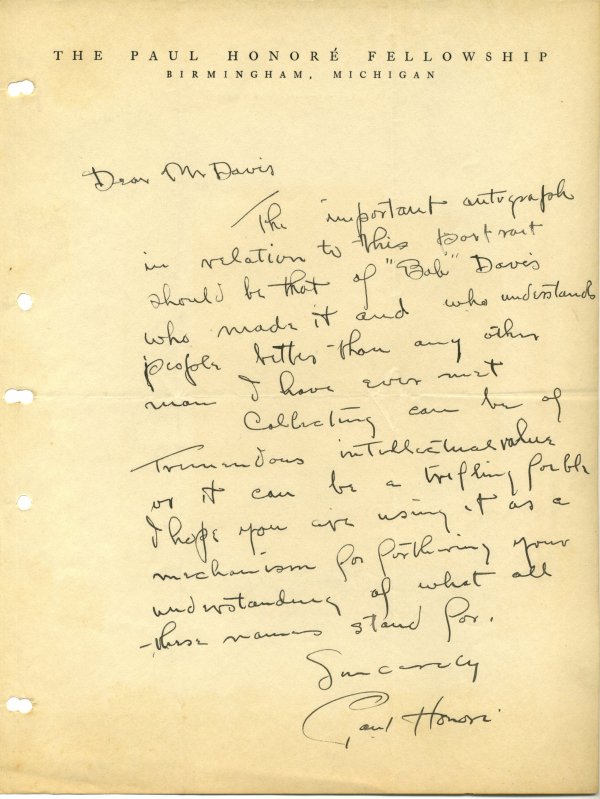 Paul Honore Autograph Letter Signed UACC PADA