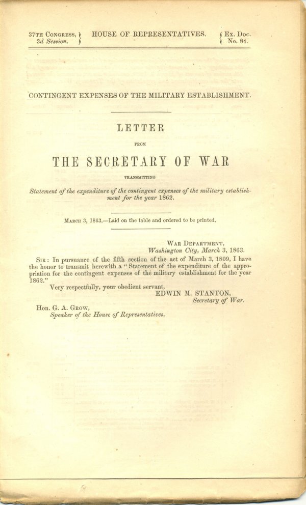 Civil War Congressional Document UACC PADA
