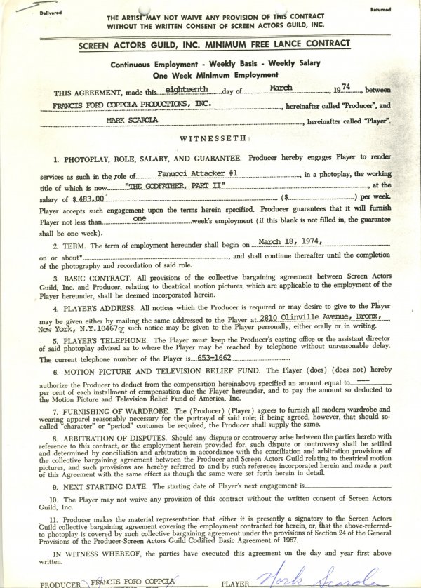Archive [The Godfather] Document Signed UAC - 2