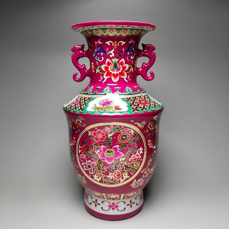 China Pastel Porcelain Dragon Two Ear Vase Flower (1 of 9)