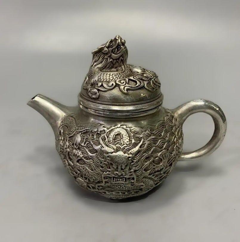 Old Copper Dragon Design Teapot Kettle Sculpture (1 of 6)