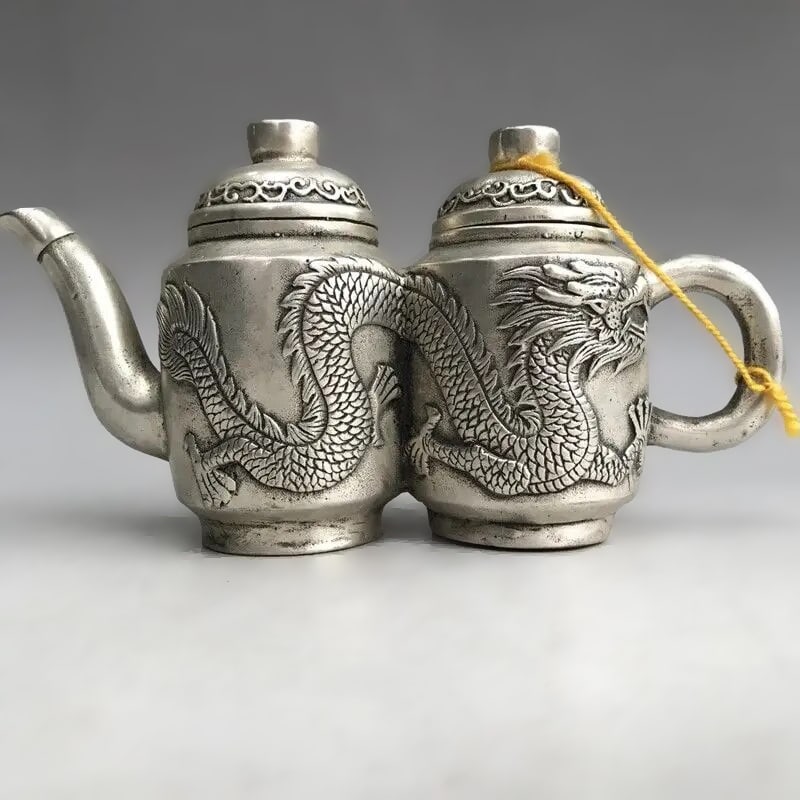 Chinese Handcrafted Copper Dragon Statue Teapot (1 of 5)