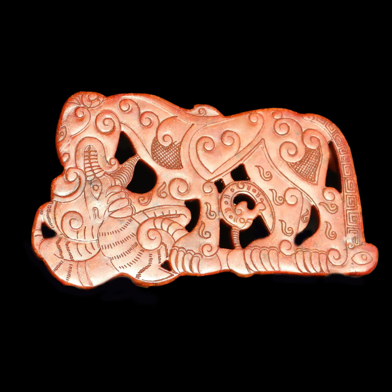 Vintage Chinese Hetian Jade Carved Dragon Plaque (1 of 3)