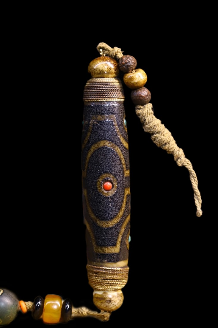 Vintage-Style Agate Gem Mosaic Dzi Beads Pendant (1 of 6)