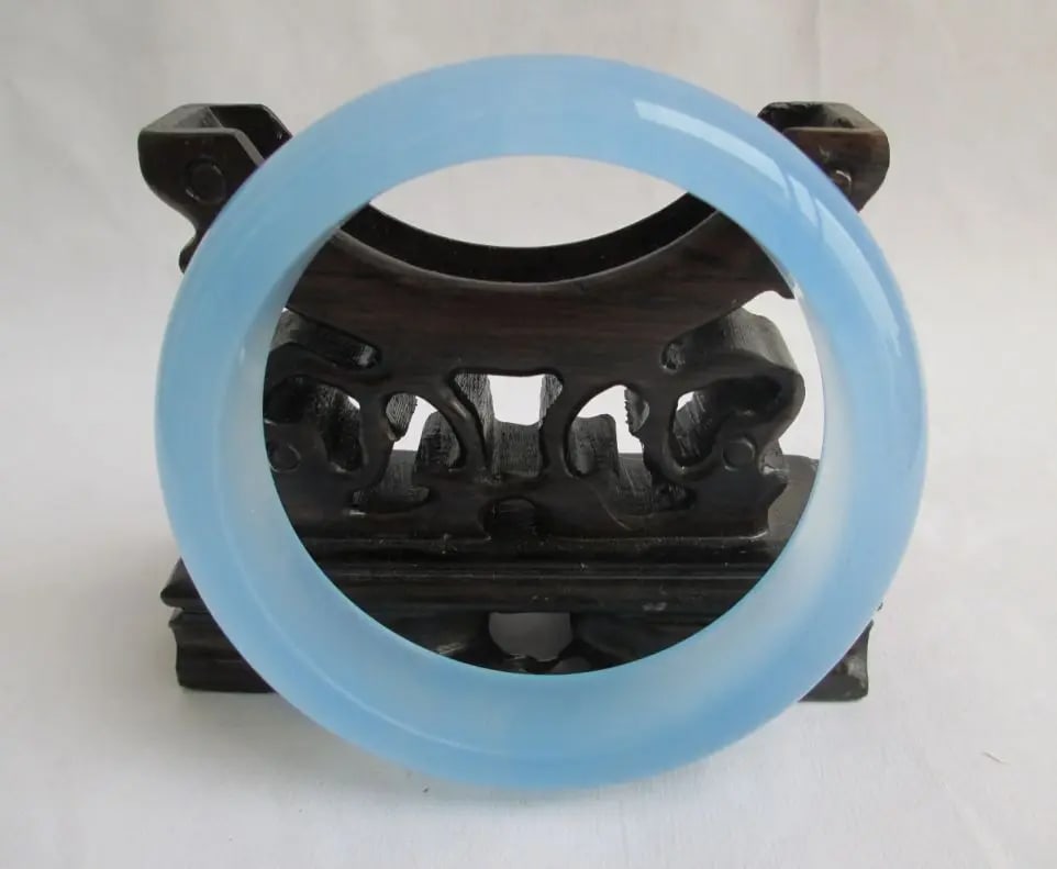 Pure Ice Blue Jade Women Emerald Jewelry Bracelet (1 of 4)