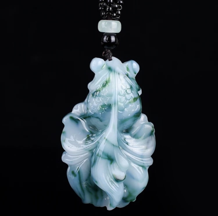 Authentic Two-Tone Jade Goldfish Pendant Necklace (1 of 1)