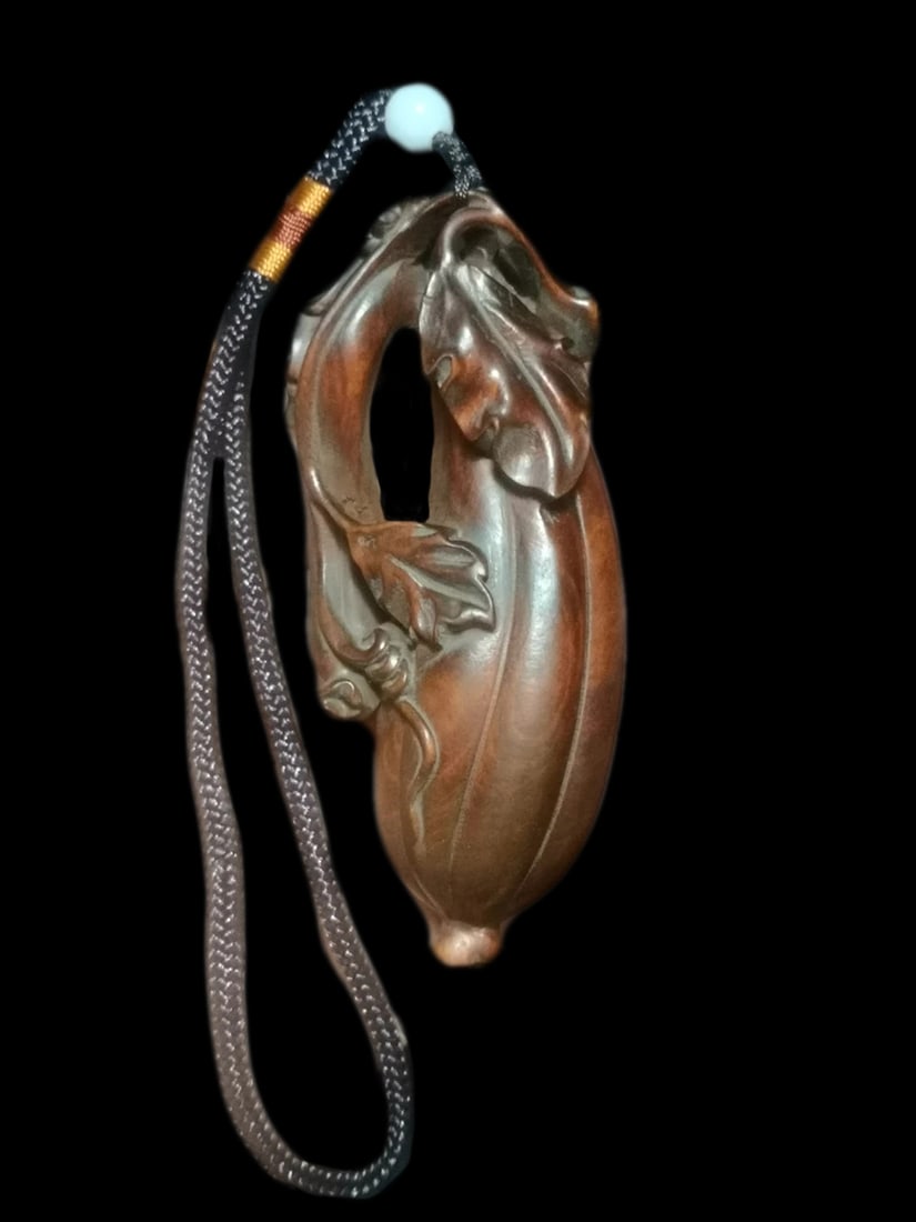 Retro Japanese Boxwood Hand-Carved Pumpkin Netsuke (1 of 4)