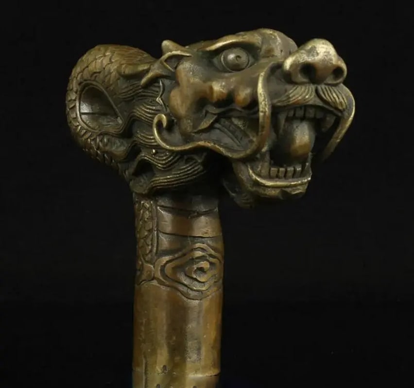 Retro Chinese Dragon Motif Walking Cane Top Decor (1 of 1)