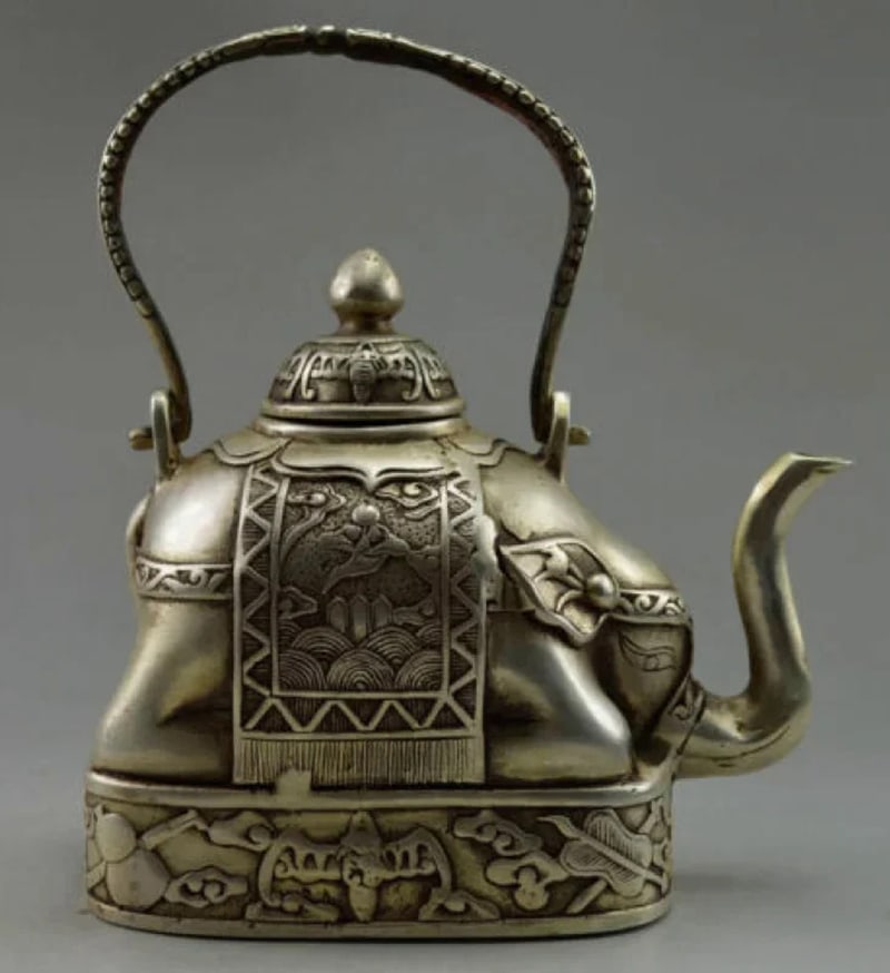 Vintage Style Miao Silver Carved Teapot Pot Kettle (1 of 5)