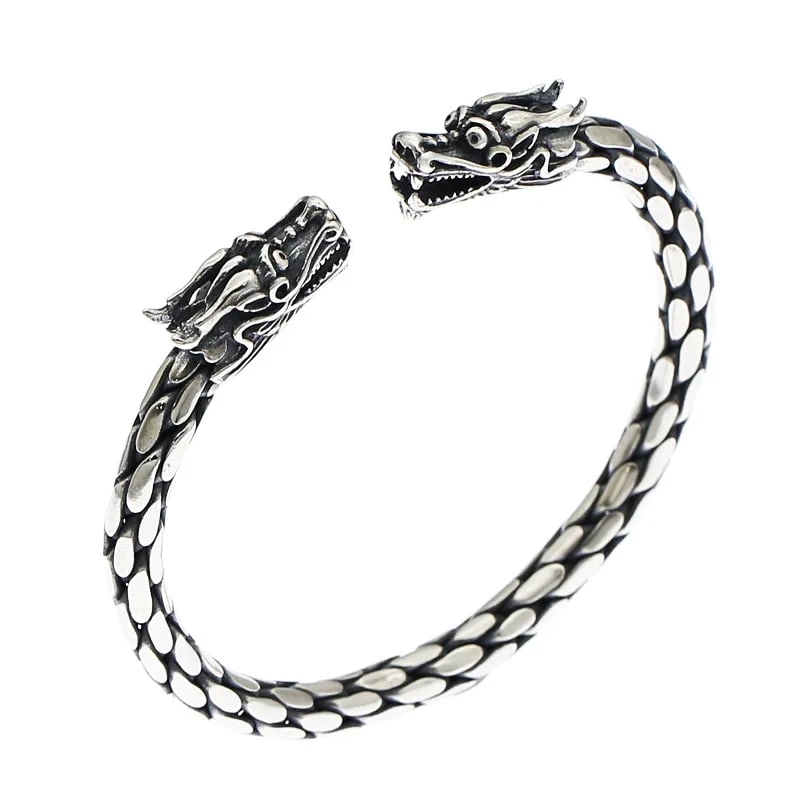 Jewelry Sterling Silver Bracelet Dragon Head Band (1 of 3)