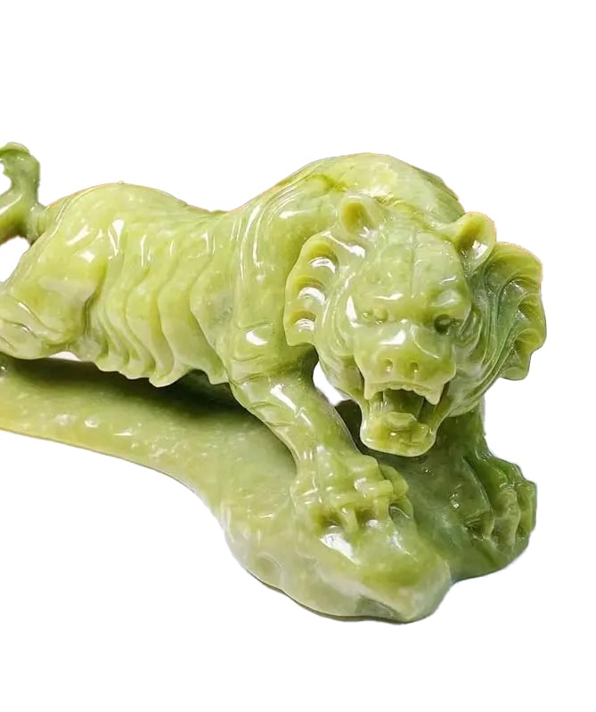 Majestic Jade Feline Sculpture Tiger Statue Decor (1 of 5)