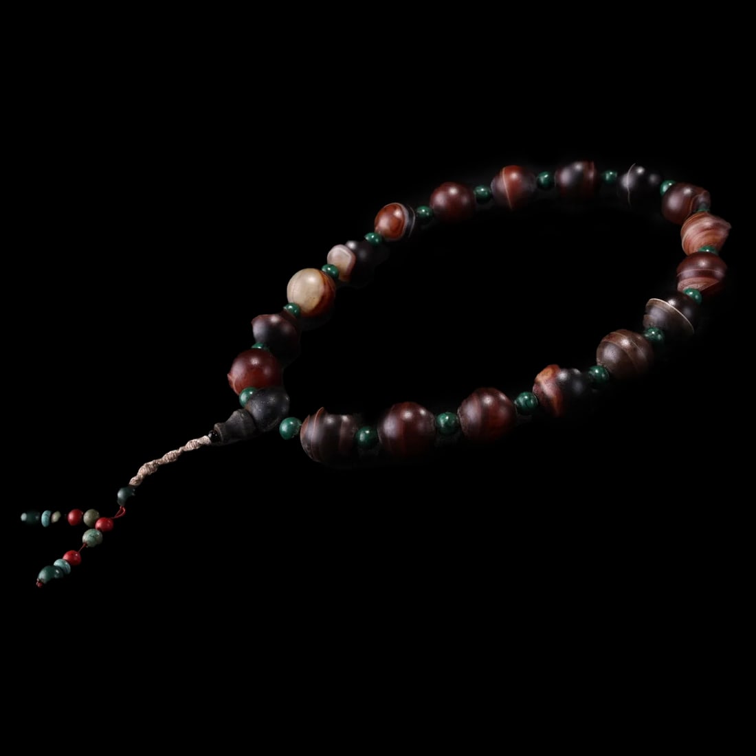 Old Tibetan Agate Mosaic Gem Buddha Beads Bracelet (1 of 3)