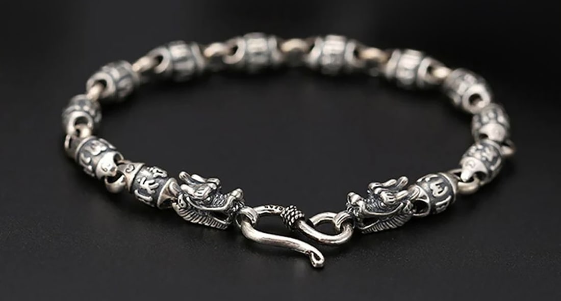 Genuine 925 Sterling Silver Dragon Bangle Jewelry (1 of 4)