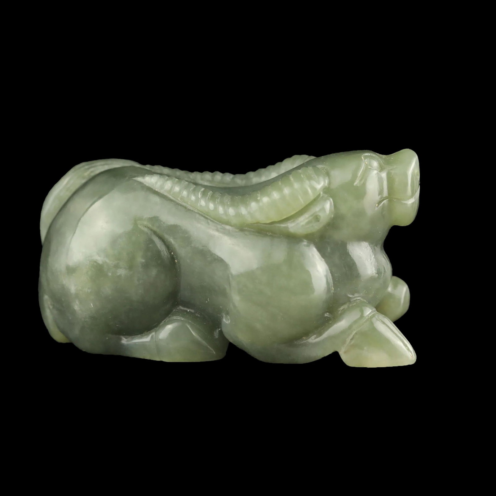 Asian Hand-Carved Hetian Jade Dragon Pixiu Figure (1 of 4)