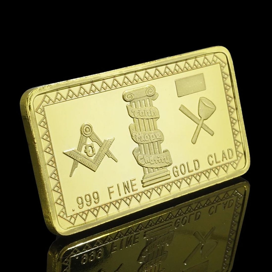 Rare Unique Mason Ornament Golden Iron Bar Ingot (1 of 2)