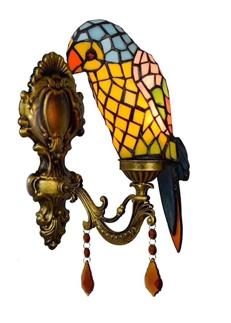 Art Deco Tiffany Inspired Parrot Design Wall Lamp (1 of 1)