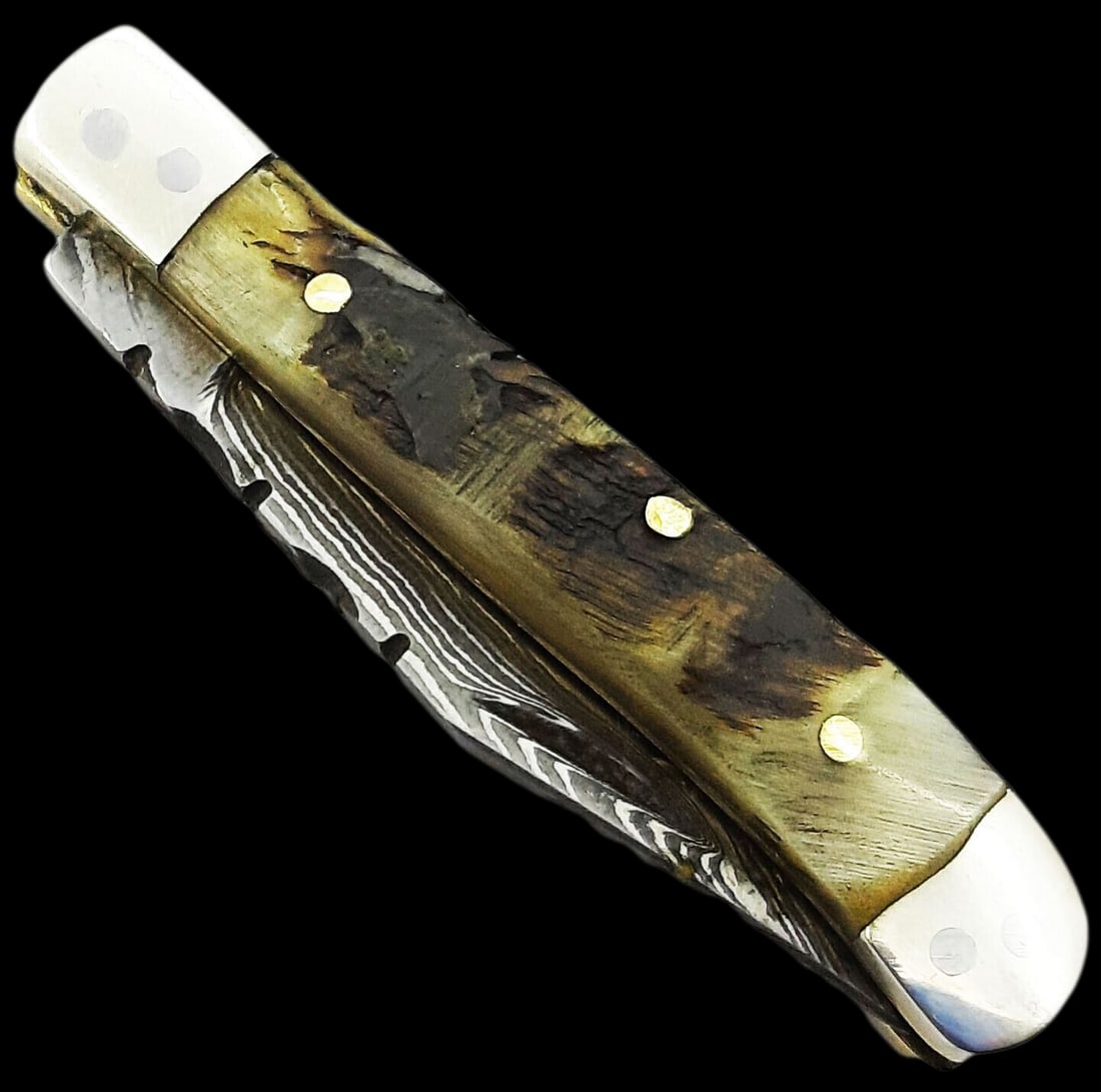 Artisan-Crafted Damascus Steel Unique Pocket Knife (1 of 4)