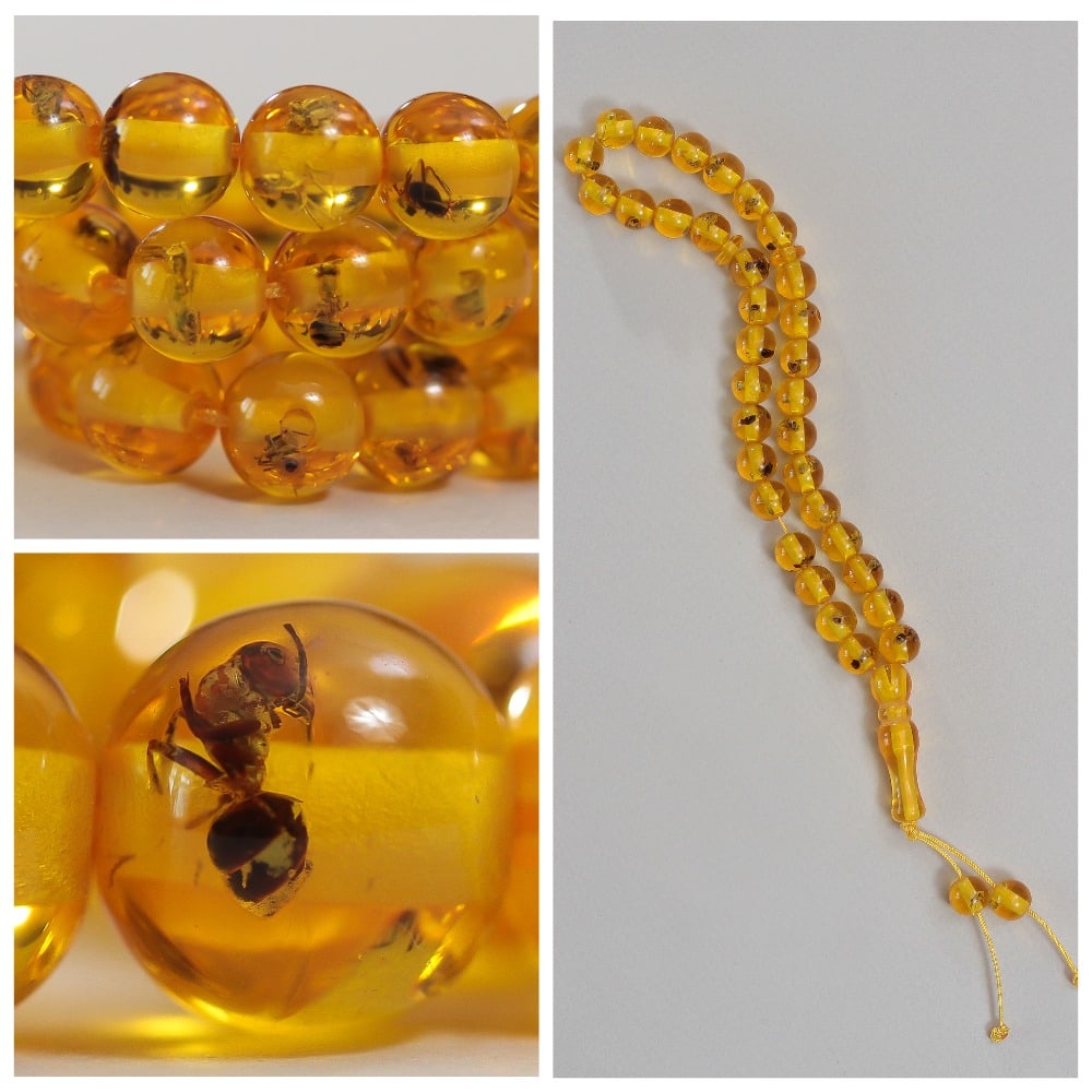 Baltic Amber Beads Rosary mala with insects, inclusions Misbah Tasbih 33 Prayer beads (1 of 8)