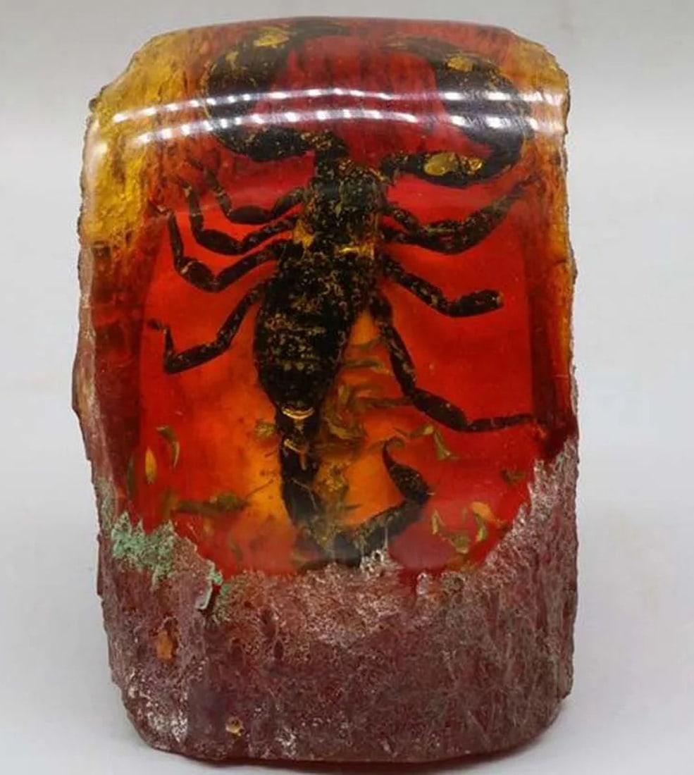 Handmade Figurine Collectible Amber Scorpio Statue (1 of 5)