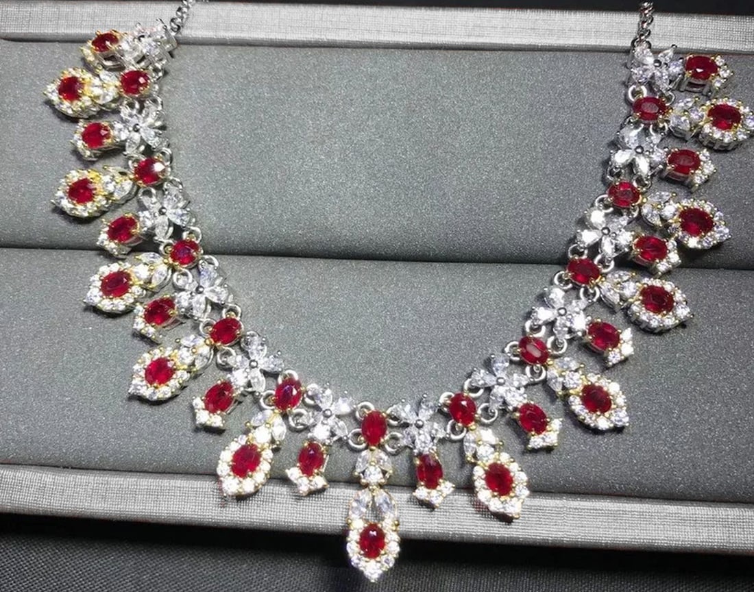 Rare Red Gem Ruby Sterling Silver Necklace Pendant (1 of 4)