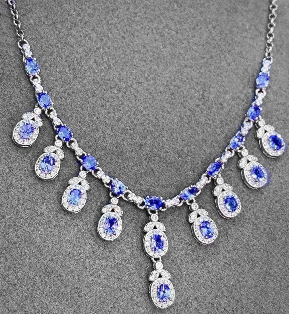 Jewelry Tanzanite Oval Shape Gem Silver Necklace (1 of 2)