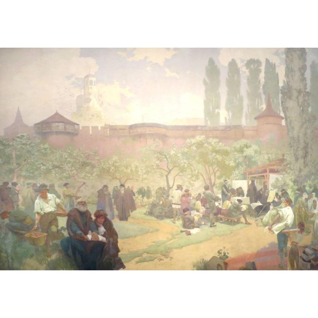 Alphonse Mucha Slav Cycle Printed Canvas Replica: Size: 50 cm - 35 cm - Diagonal 61 cm. Materials: Canvas on the wooden frame. Condition: New. This reproduction of Alphonse Mucha's "The Slav Epic Cycle No.15" is meticulously printed on canvas and mou