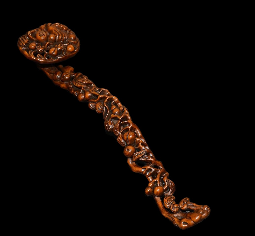 Tibetan Amulet Wealth Ruyi Handmade Boxwood Decor (1 of 5)