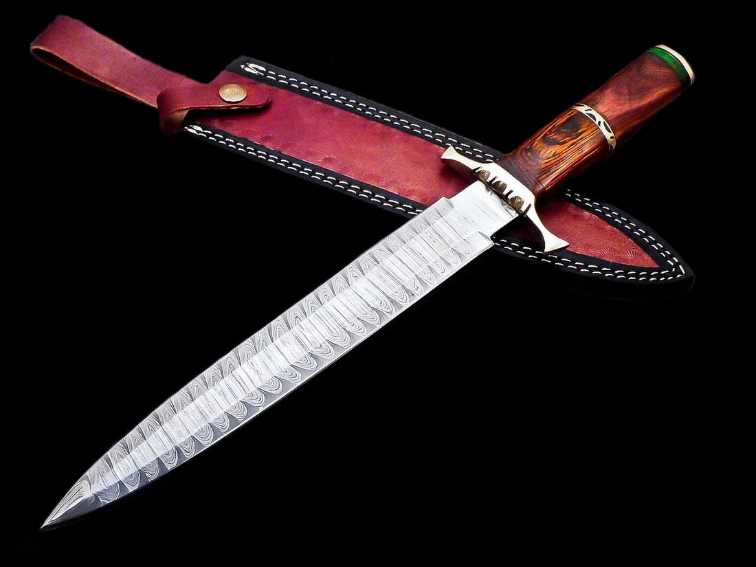 Unique Dagger Knife Handmade Damascus Steel Blade (1 of 7)