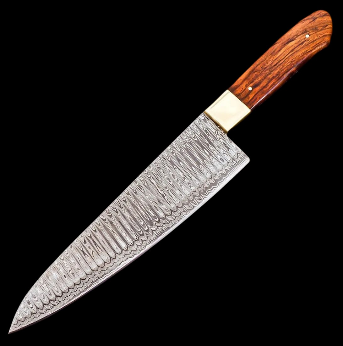 Unique Handmade Damascus Steel Blade Kitchen Knife (1 of 2)