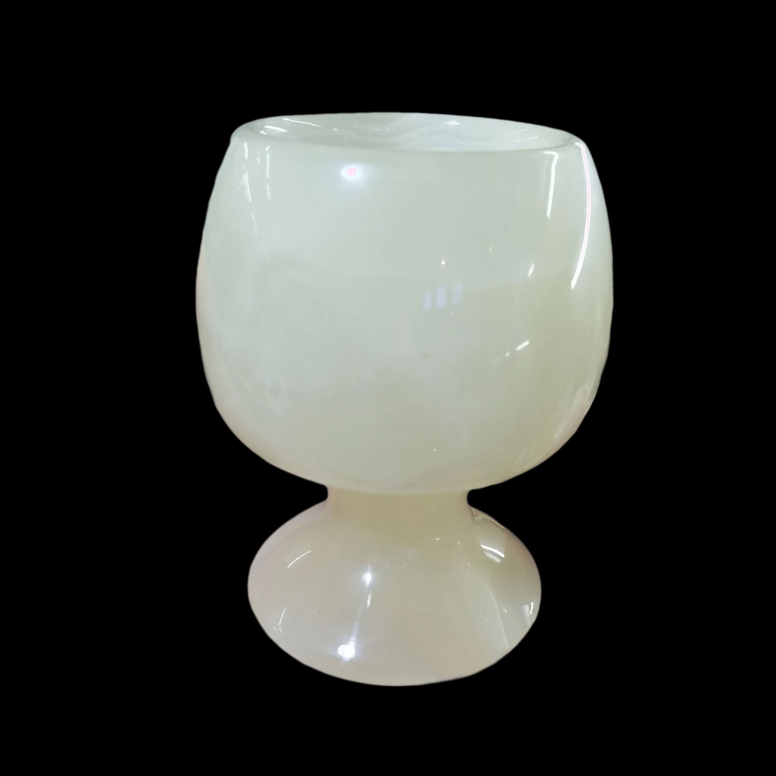 Hand-Carved Oriental Quartz Cup Vase Vessel Bowl: Materials: Quartz crystal. Condition: Appears to have a classic aesthetic. A wine glass crafted from natural crystal quartz. This exquisite piece showcases the inherent beauty and healing properties o