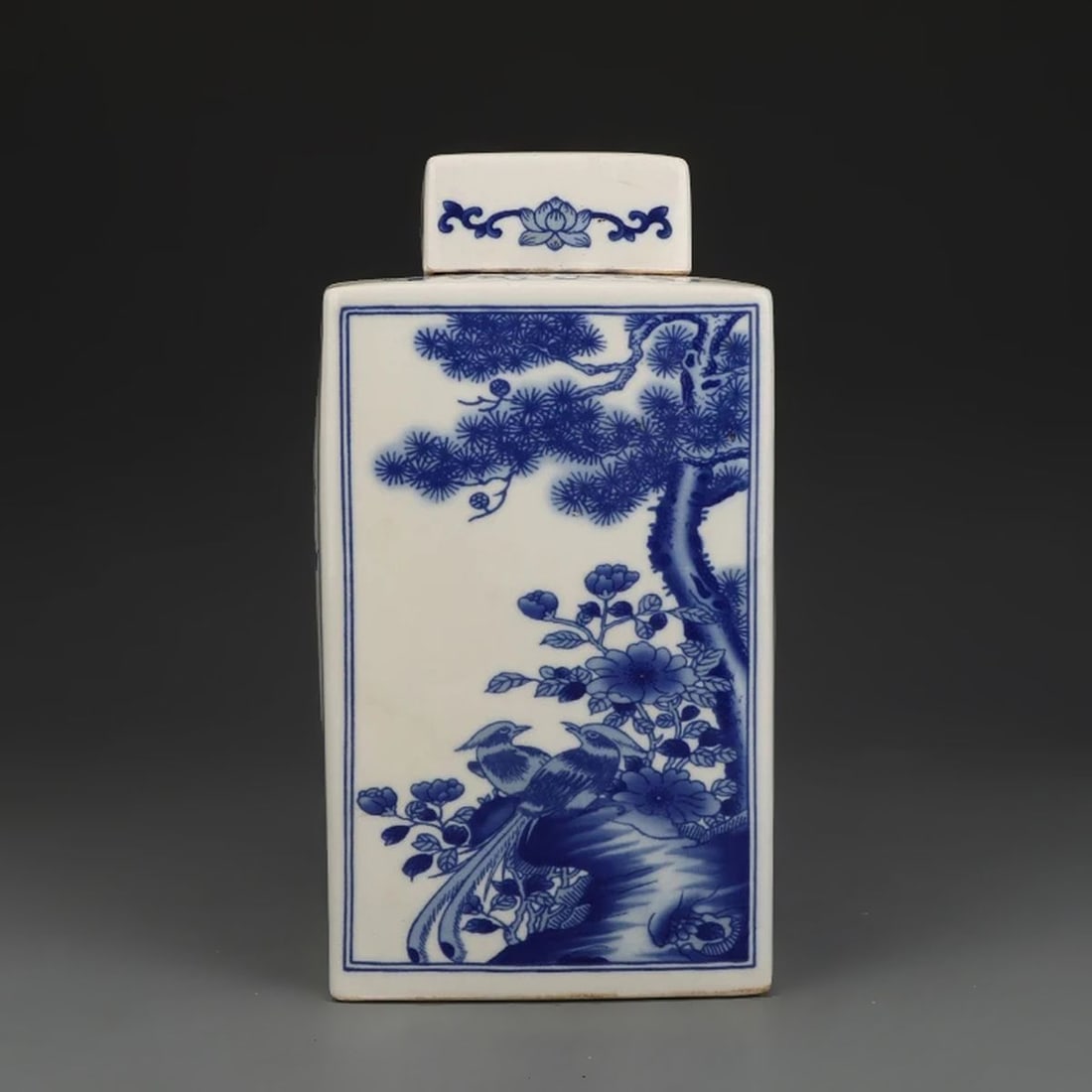Kangxi Era Inspired Floral Square Lidded Jar Vase (1 of 5)
