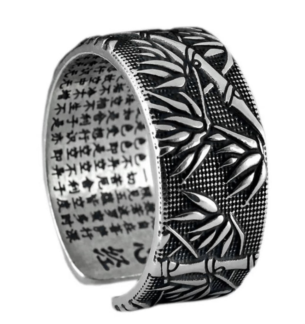 Vintage Style Silver Buddhist Ring Jewelry Band (1 of 3)