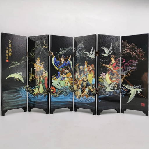 Oriental Traditional Deities Motif Folding Screen