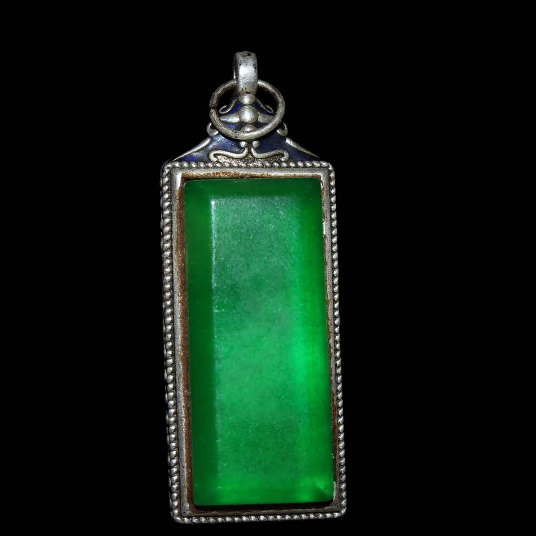 Vintage-Style Oriental Tibetan Silver Jade Pendant (1 of 4)