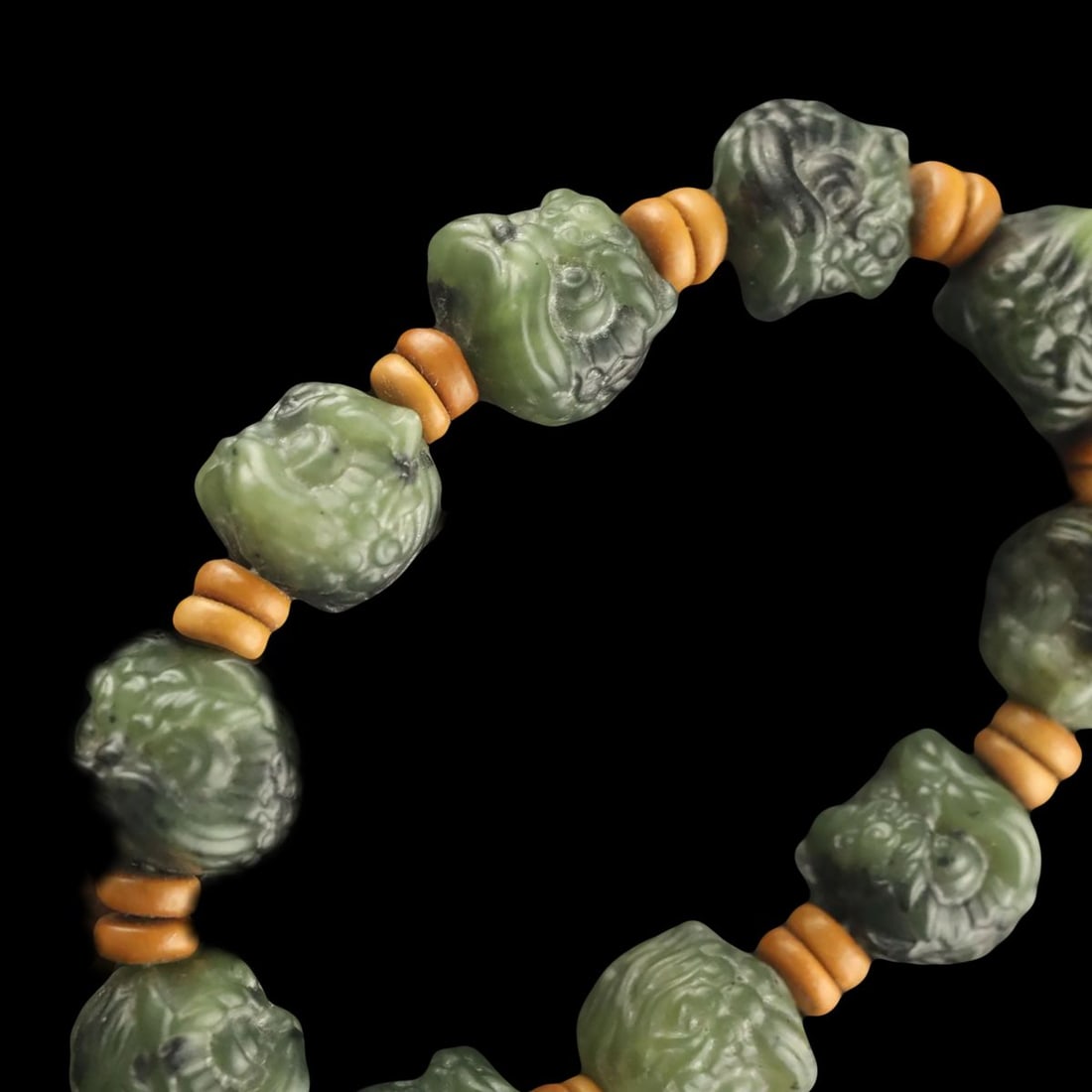 Vintage Beaded Hetian Jade Hand Carved Bracelet (1 of 4)