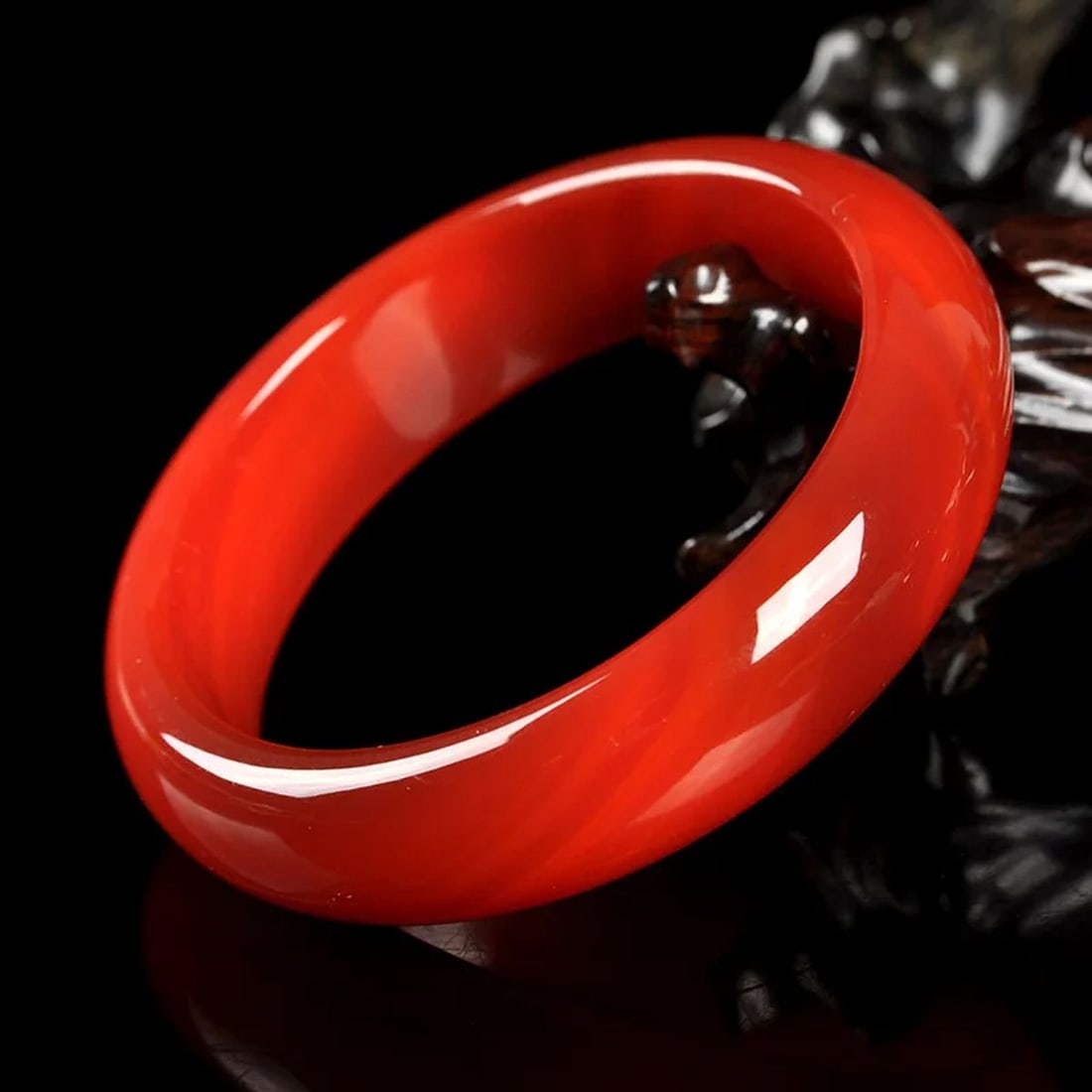 Asian Jewelry Thickened Red Agate Bracelet Bangle (1 of 4)