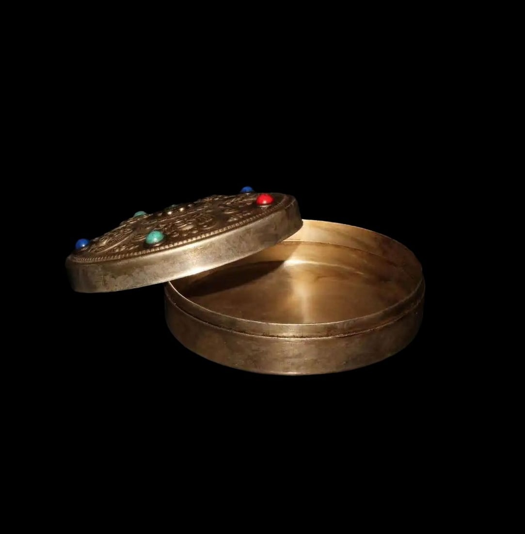 Traditional Asian Bats Pattern Cupronickel Inkbox (1 of 4)