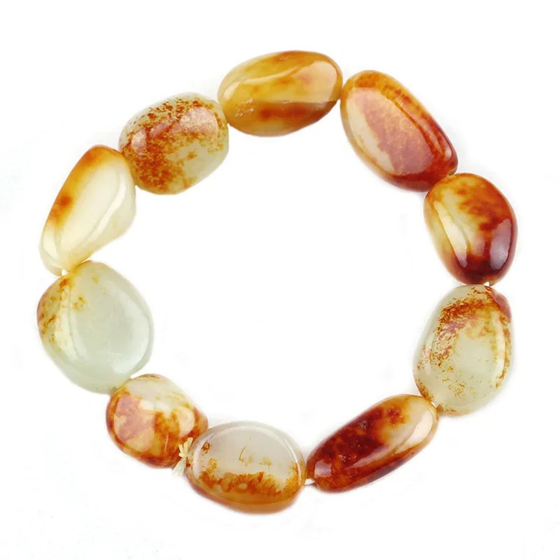 Hand-Carved Hetian Jadeite Red Gems Beads Bracelet (1 of 3)