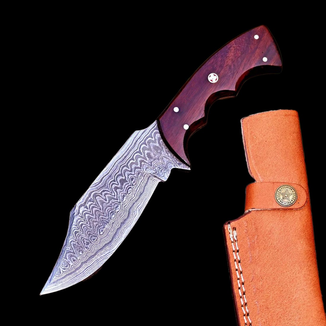 Handmade Knife Wood Handle Hunting Damascus Steel (1 of 4)