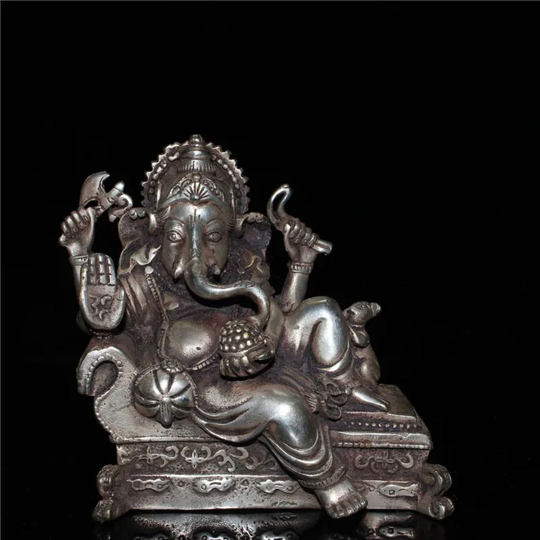 Old-Style Chinese Elephant Statue Tibetan Silver (1 of 6)