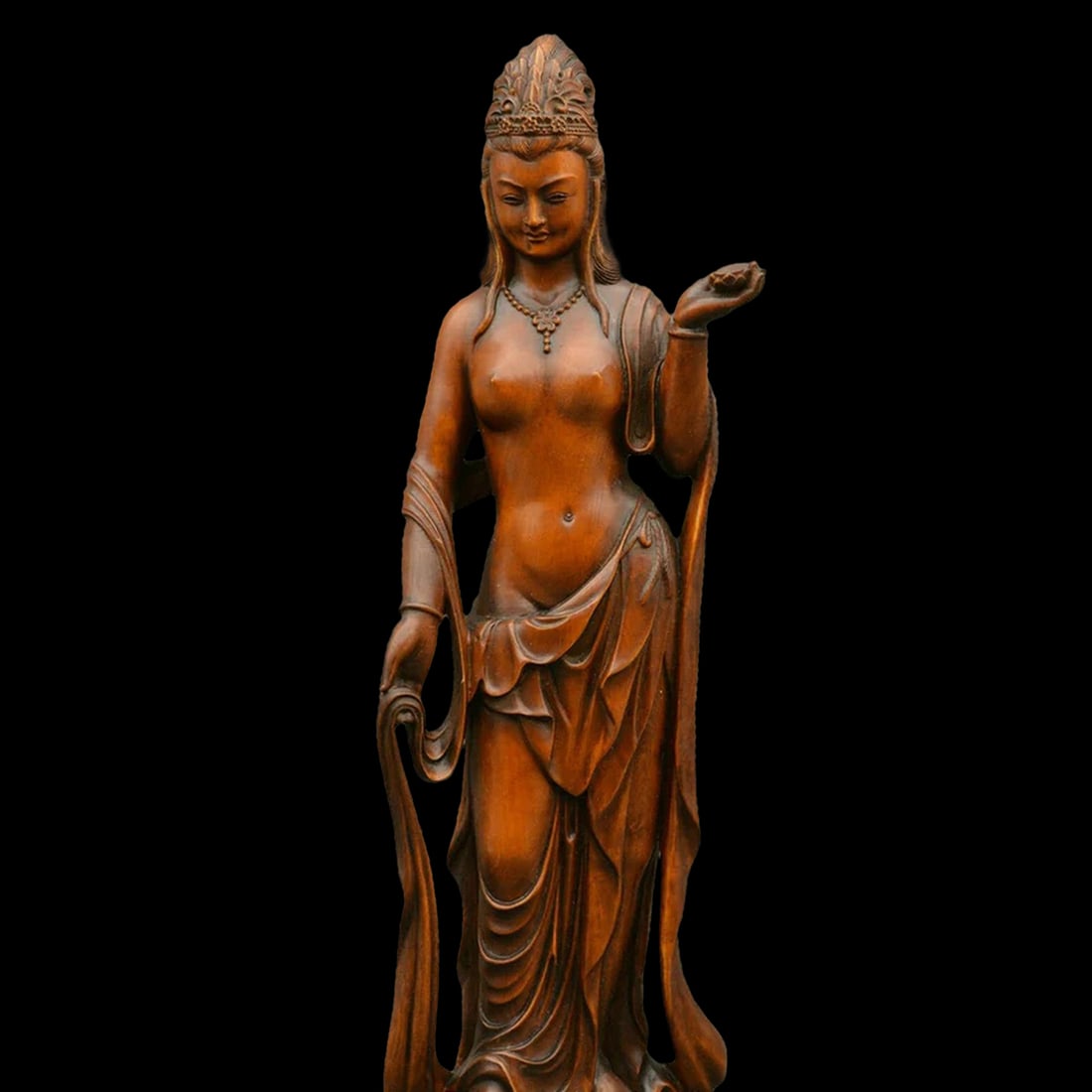 Hand-Carved Wooden Bodhisattva Goddess Figure (1 of 6)