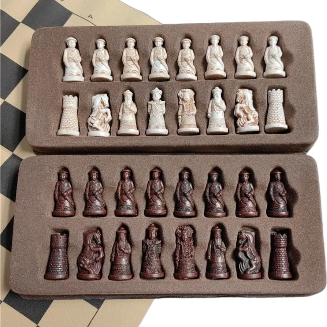 Qing Dynasty Warriors Chess Set Leather Board (1 of 5)