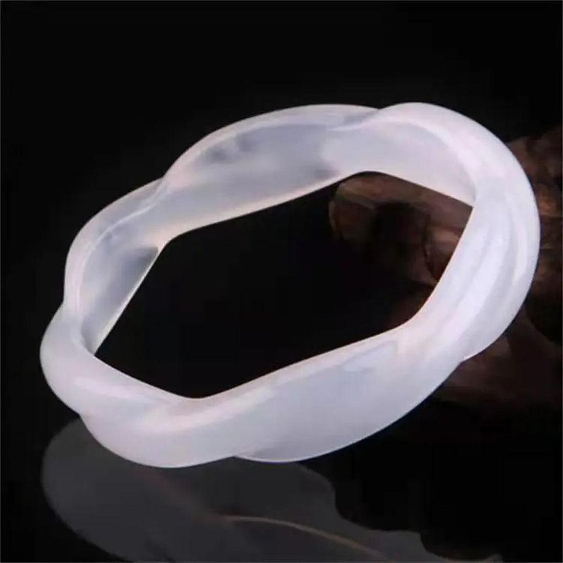 Chinese Chalcedony Bamboo Natural Jade Bracelet (1 of 2)