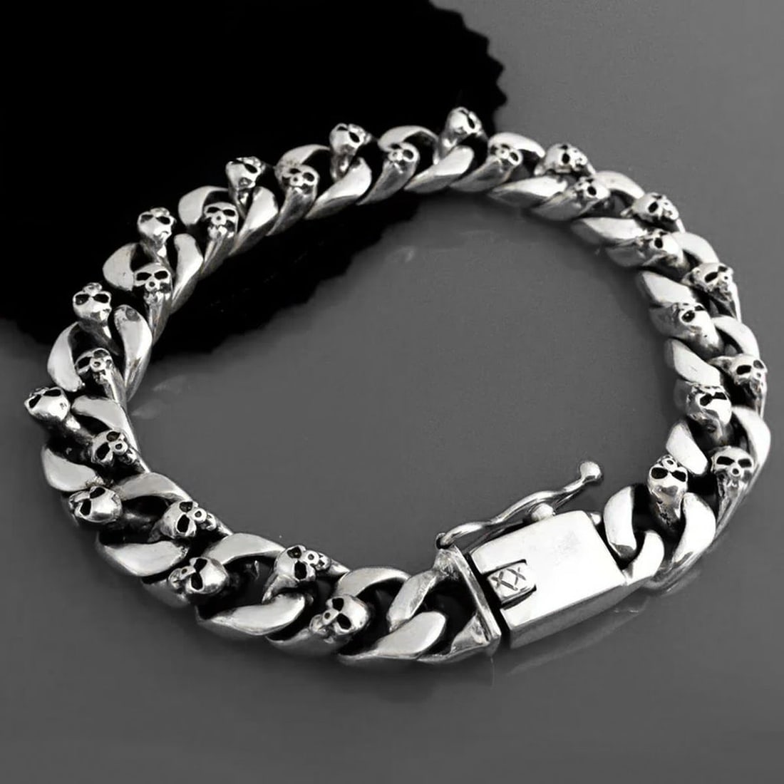 Graceful Jewelry 925 Silver Skull Chain Bracelet (1 of 3)
