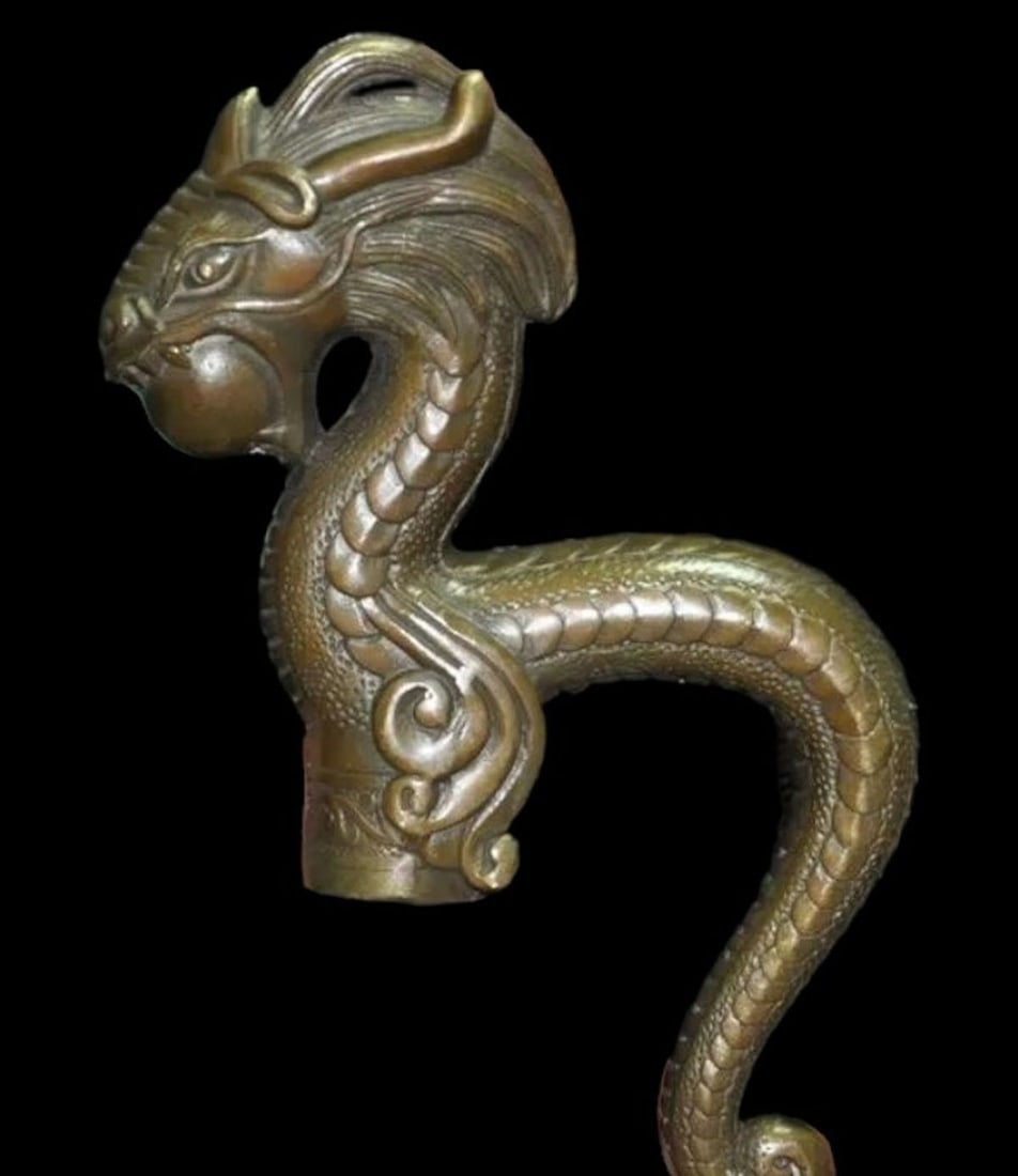 Vintage Feng Shui Lucky Dragon Loong Cane Head (1 of 6)